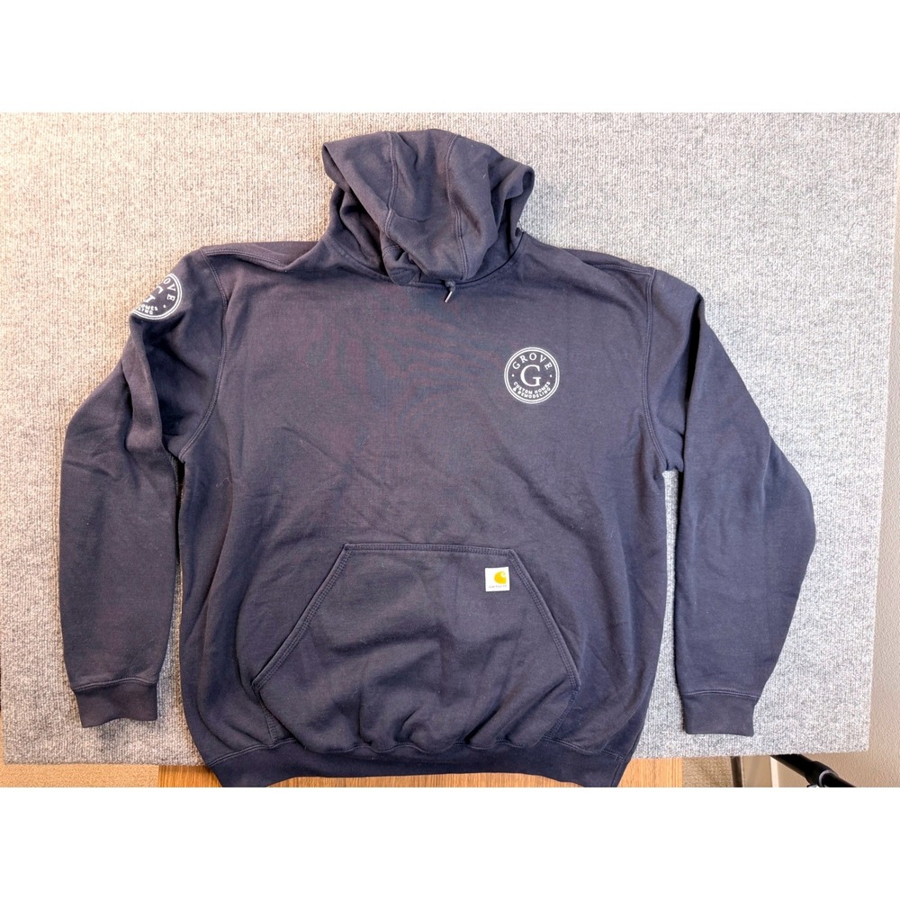 Carhartt Mens XL Navy Blue Loose Fit Hoodie K121 Heavyweight Workwear Pullover